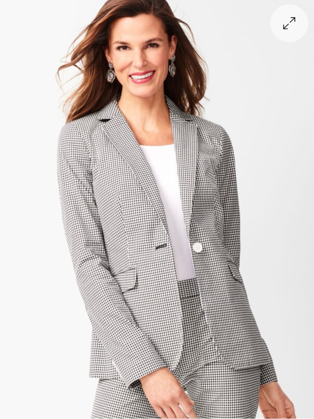 Talbots Black and White Houndstooth Blazer